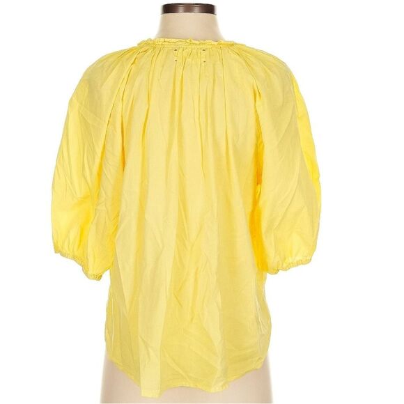 XiRENA 100% Cotton Yellow Jules Puff Sleeve Boxy V-Neck Tuckernuck Blouse Small - Picture 4 of 8